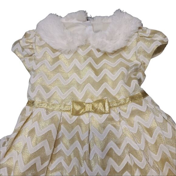 Gold Christmas Dress Holiday 4T - Picture 2 of 6
